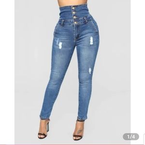 High waisted skinny jeans